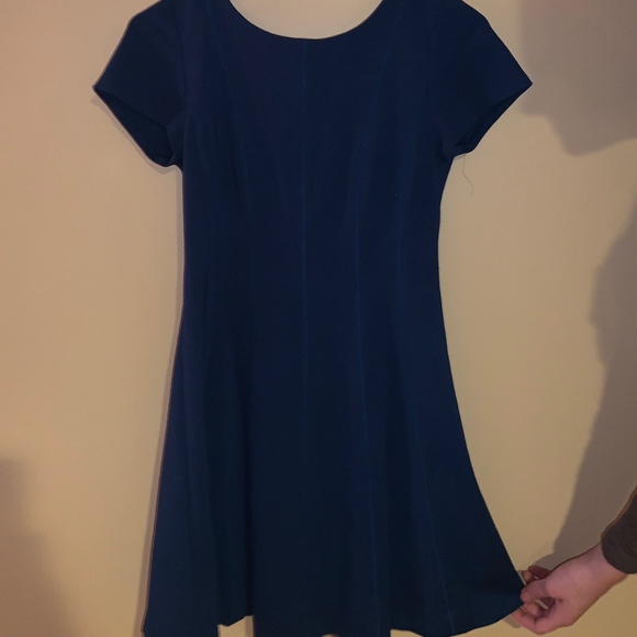 Banana Republic Paneled Fit-and-Flare Dress (Blue) - Picture 1 of 3
